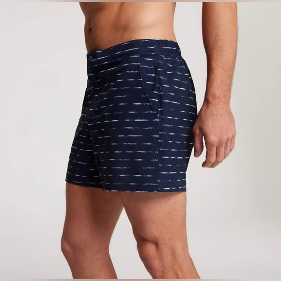 VRST Men 5” Resort Print Shorts Brief Navy Sand Washed Stripe Size Medium - Picture 2 of 15